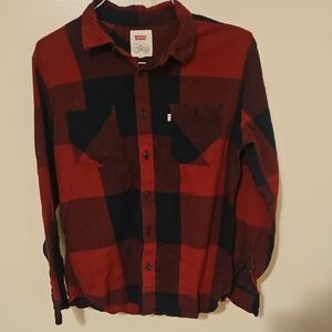 Levi's Men's Red and Black Checkered Shirt
